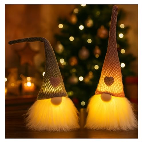 com-four® 2X Wichtel mit LED - Zwerg Aufhänger Rosa/Grau -...