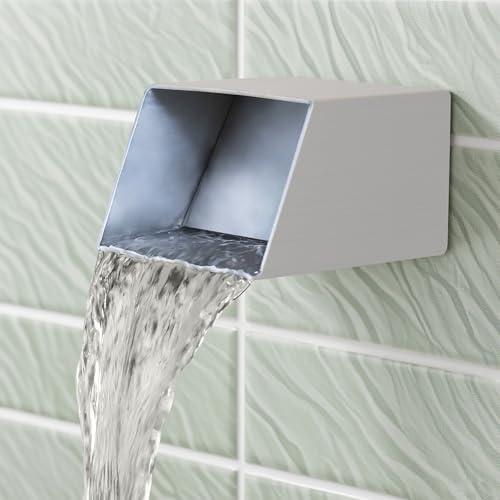6" Square Waterfall Spout - Premium 316 Stainless Steel Scupper Spillway - Outdoor Water Spout for Pools, Ponds, Fountains & Water Walls (Brushed Stainless Steel)
