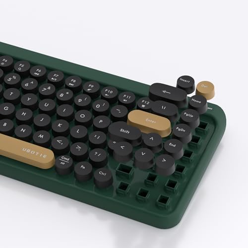 Image of UBOTIE Portable Bluetooth Colorful Computer Keyboards, Wireless Mini Compact Retro Typewriter Flexible 84Keys Design Keyboard