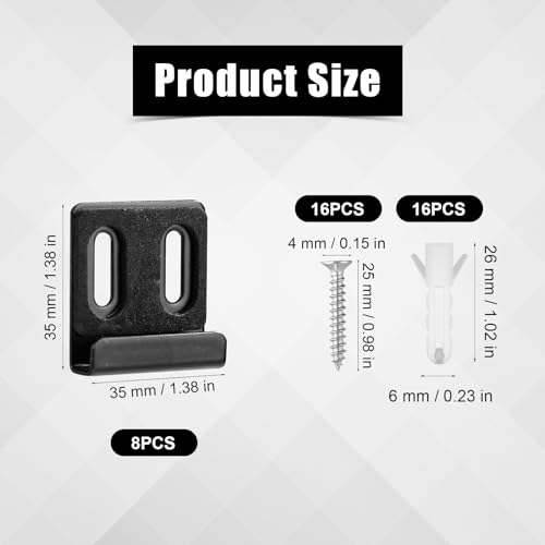 Image of 8pcs Frameless Mirror Holder, Heavy Duty Mirror Hangers Clips Metal Mirror Holder Kit Metal Mirror Clips with Screws Rubber Pads for Wall Mounting Frameless Mirror(Double Hole Black)