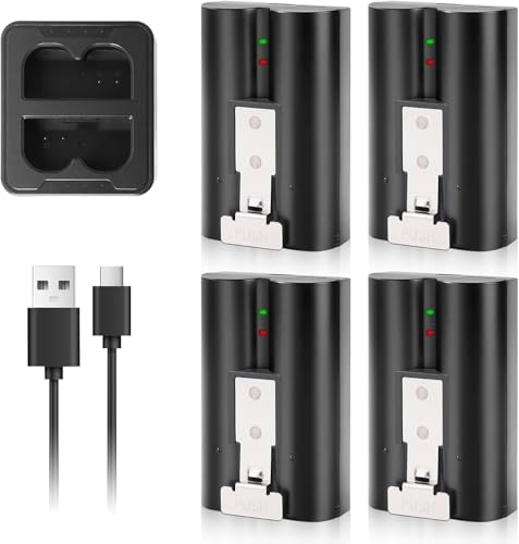 BolidTec 4-Pack 6040mAh Replacement Battery with Charger Station Compatible with Ring-Doorbell 2/3/3 Plus/4 Solar Floodlight