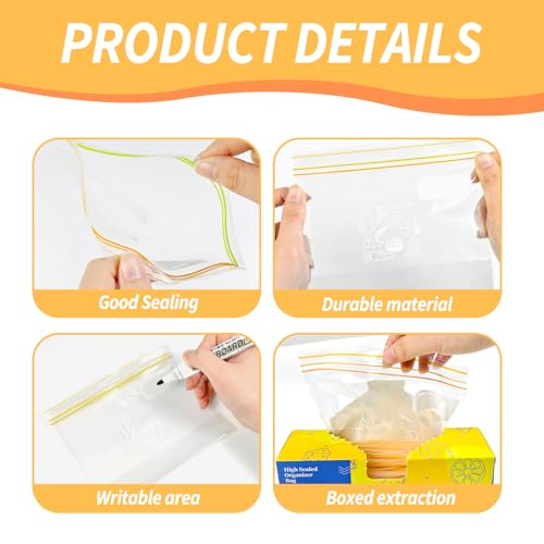 Wosyoodo 70 Pièces Sacs de Congélation Épais, Sac Ziplock des Aliments, Sacs de Rangement Réutilisables, Sacs de Nourriture et Sandwich pour Conservation Légumes, Fruits Viande, Poissons et Pain – vue 4