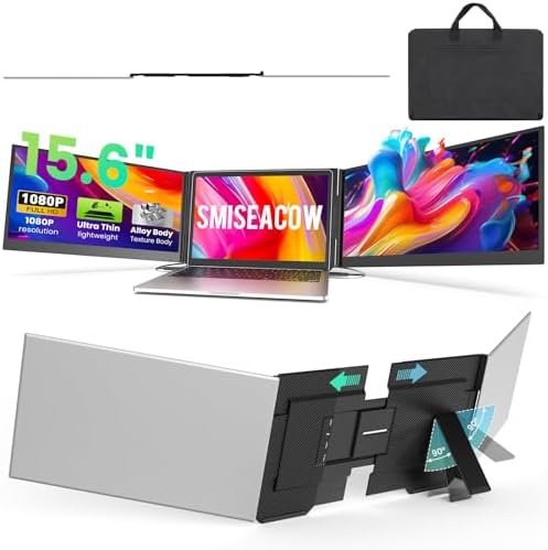 SMISEACOW Laptop Screen Extender Triple 15.6", 1080P FHD IPS 0.18...