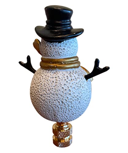 Image of 4 inchH Silver and Gold Christmas Snowman Lamp Finial
