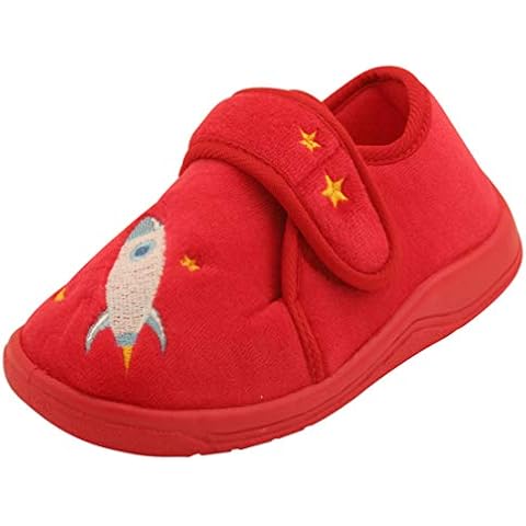 SlumberzzZ Toddler Boys Rocket Full Slippers Red 4 UK Child Cover