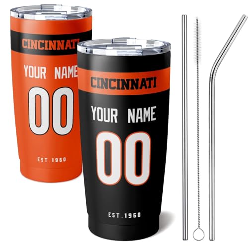 Image of ANTKING Cincinnati Tumbler 20 oz Travel Coffee Cup Custom Name Number for Men Women Boy Gifts