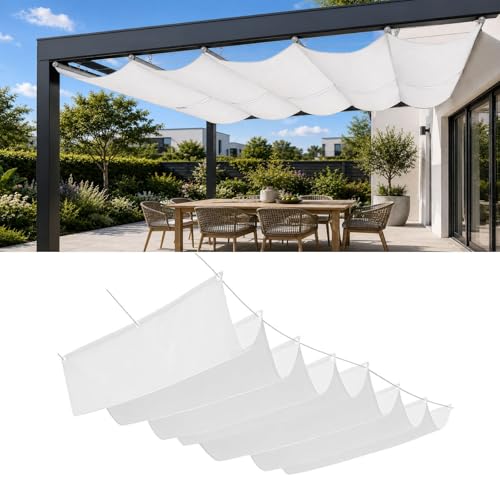 Voile d'ombrage rétractable en PES durable blanc résistant à l'eau - 2