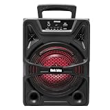 LINK BITS Bocina Bluetooth Portátil TWS de 8 Pulgadas con Luz LED, Sonido Potente 10W, Radio FM, Micrófono, Batería Recargable 1200mAh – Ideal...