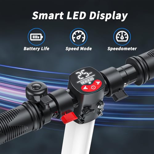 Image of Caroma Electric Scooter Adults,450W Peak Foldable E-Scooter,16 MPH,21 Miles | 3 Speeds & 15 Climb, UL2272 EABS Brake,Smart LED Display Lights, Foldable Frame For Kids 8+, Teens Women Commute Travel