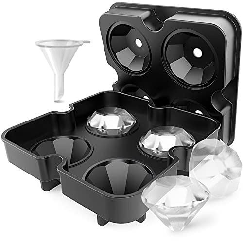 SAICOOS Lot de 4 bacs à glaçons en silicone - Sans BPA - Pour whisky, cocktails, jus, chocolat et bonbons Cover