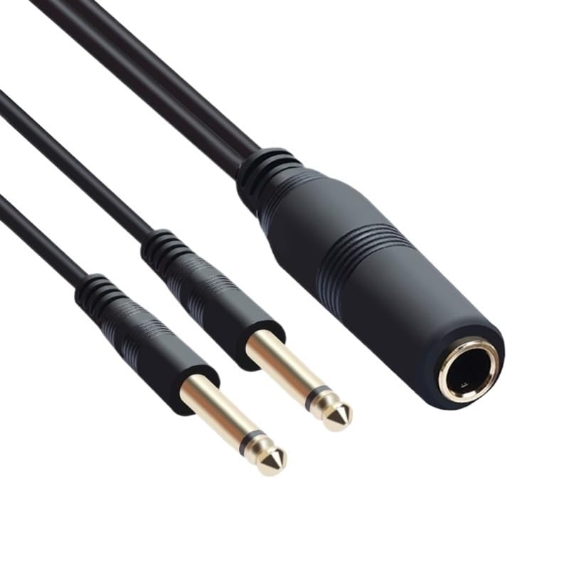 Cable adaptador de convertidor de música macho a doble de 6,35 mm hembra de 6,35 mm