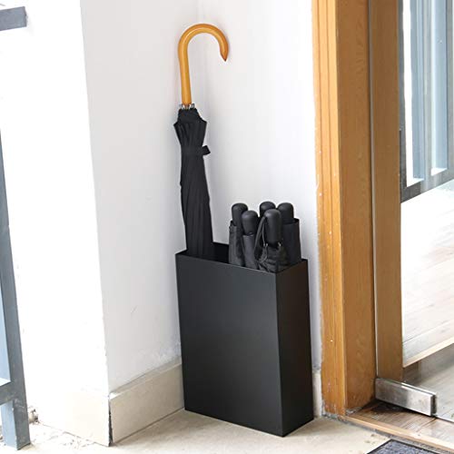 Porte-parapluie noir multifonctionnel en métal avec base stable