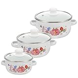 Casserole en émail délicat – cette casserole assure une répartition uniforme de la chaleur et une excellente conservation de celle-ci. son joli motif floral la rend plus attrayante