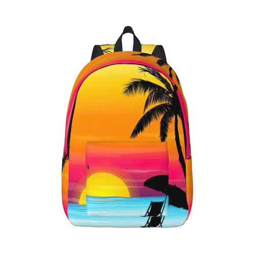 Mochila de viaje para laptop con bolsillos organizadores de enfermera y diseño de palmeras