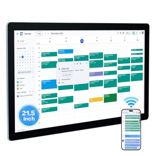 Image of Large Touchscreen Monitor Digital Electronic Calendar, Downloadable APP,10-Point Touch,16:9 Display, Android 11 with 4 RAM & 32GB ROM,Perfect for Office, Business, and Home (21.5 inch)