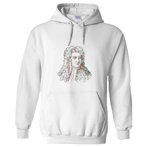 Sweat à capuche homme blanc imprimé Newton pull sport confortable grande taille