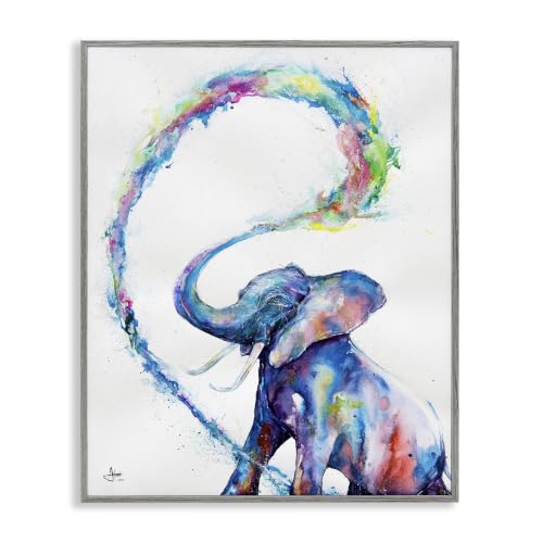 Rainbow Elephant Splash Animal, 11 x 14 Inch Framed Giclée Print