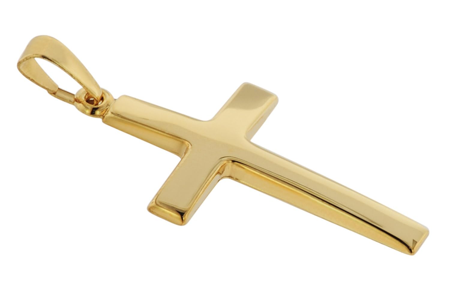 trendor Kreuz-Anhänger 24 mm Gold 585 + Silberkette goldplattiert 75543 | 50 cm Herren-Halskette, elegantes Geschenk für Männer