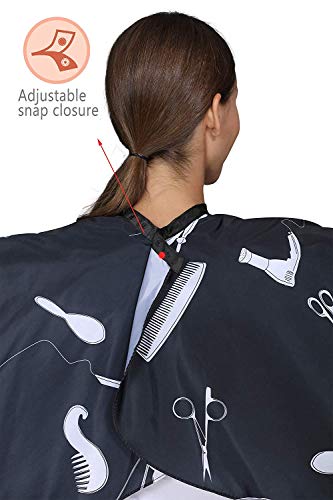 PERFEHAIR Barber Hair Cutting Cape, Professional Salon Hairdressing Gown with Snap Closure-Black