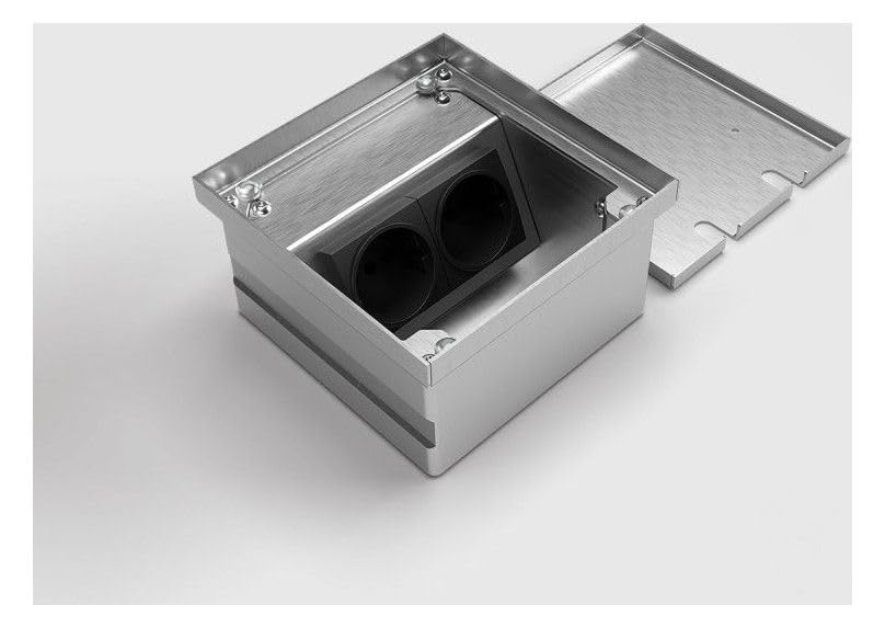 BS 8802T - Presa da pavimento, 2 prese, rettangolare, utilizzabile
