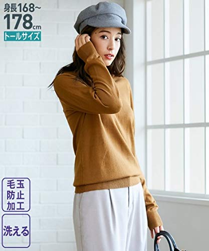 [nissen(ニッセン)] トップス・チュニック 人気のため新色追加!!トールサイズ 毛玉ができにくい洗えるVネックセーター キャメル LTT