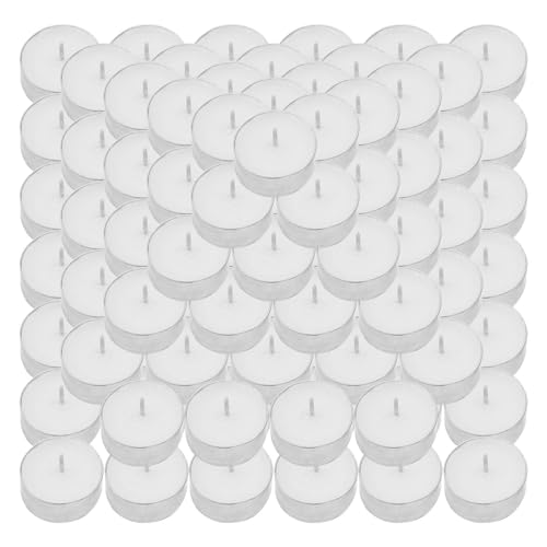 Velas de té de larga duración - 100 velas de té blancas sin humo y sin - Mini velas votivas de parafina para Shabat, bodas, Navidad, decoración del hogar