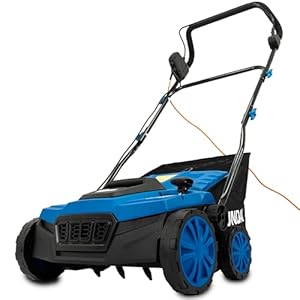 Hyundai 14” / 36cm 2 - in - 1 1600W Electric Lawn Scarifier and Aerator with 45L Collection Bag - 3 Year Warranty, Blue