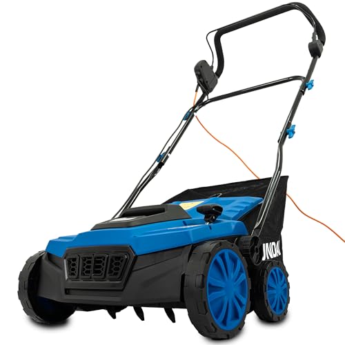 Hyundai 14 / 36cm 2 - in - 1 1600W Electric Lawn Scarifier and Aerator with 45L Collection Bag Adjustable Heights and Interchangeable Blades
