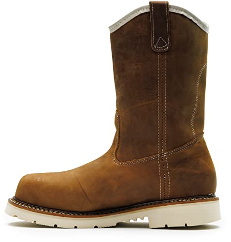 Image of Thorogood American Heritage 11 inch Steel Toe Wellington Boots for Men - Premium Full-Grain Leather, Slip-Resistant Heel Outsole and Comfort Insole