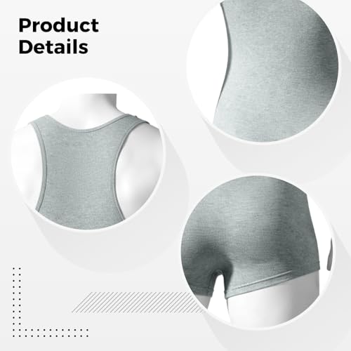 Body sin mangas para hombre ropa interior atlética gris de algodón cómodo 4
