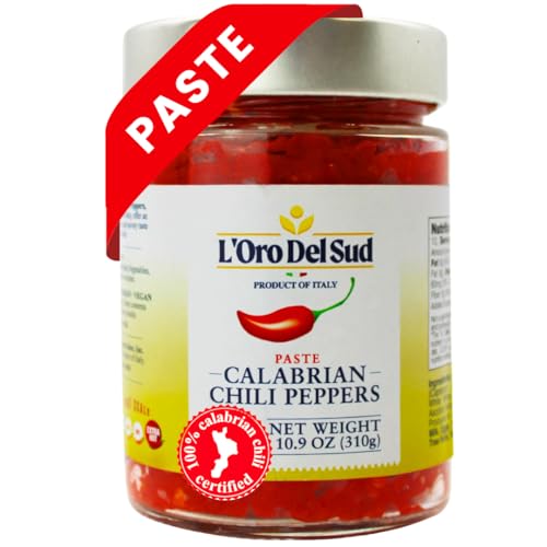 L'Oro Del Sud Calabrian Chili Pepper Paste, Mild Spice, No Seeds, 10.9 oz