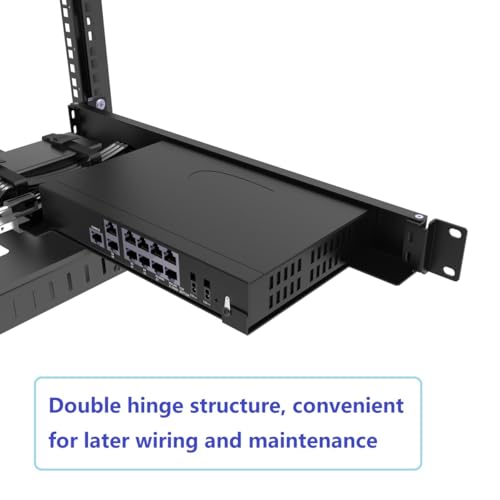JINGCHENGMEI Mini Rack Mount Kit for SonicWall Firewall TZ570 TZ670 or Similar Size Device- 1U Hinged Server Rack Shelf in a 19\" Rack (RM-SON670) - Thumbnail 4