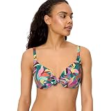 YSABEL MORA. Top Bikini con Aro Estampado Hojas Copa C. Patrón Clásico con Aro Y Relleno Fijo Que Ofrece Soporte Óptimo Gracias A Sus Tirantes Anchos Y Cierre De Broche .Colección Turquoise.