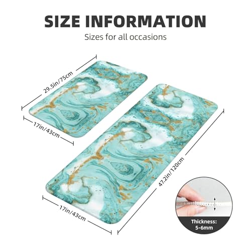 Tapetes de cocina EdWal de mármol verde azulado y dorado, alfombras de chef de lujo 3