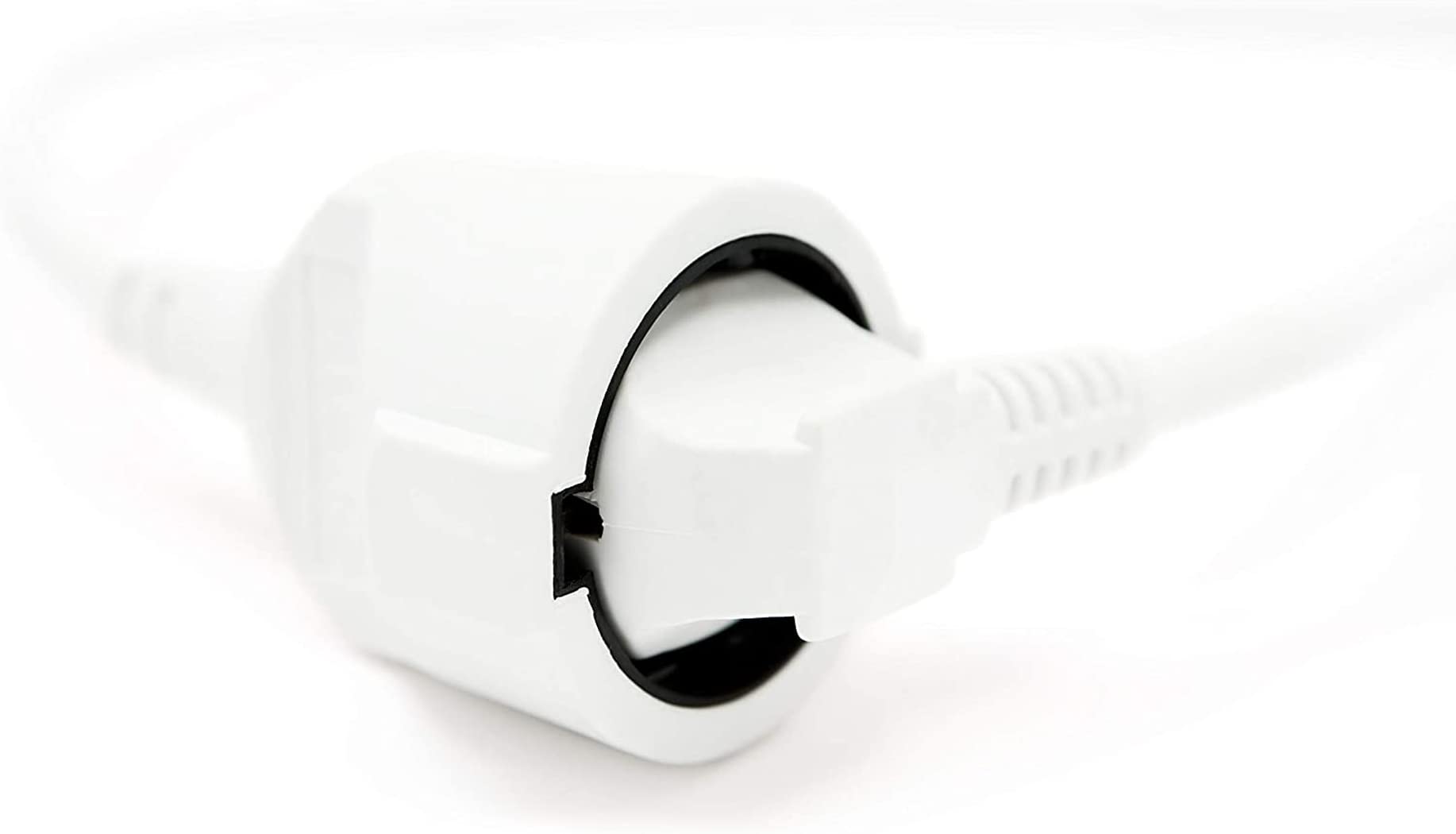 Alargador de cable de 10 m, color blanco, con protección de contacto y seguridad infantil, para interiores, 2 unidades