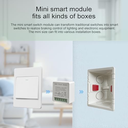 2PACK WiFi MINI Smart Light Switch,Neutral wire required,DIY Home Automation,Works Alexa/Google,16A 4000W High-Power 2 Way,Voice/Remote Control,Universal light-Controlled Circuit Breaker - Image 4