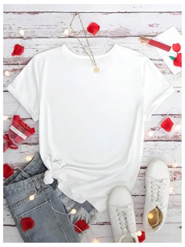 SweatyRocks Girl's Floral Slogan Graphic T Shirt Short Sleeve Crewneck Tee Tops2