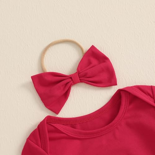 Sasaerucure Newborn Baby Girl Christmas Jumpsuit Romper with Headband Infant Girl Christmas Outfits2