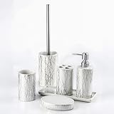 Home Harbour Modern Bathroom Collection | Set of 6 Bathroom Accessories | Soap Dispenser, Toothbrush Holder, Storage Holder, Tumbler, Tray, Toilet Brush Holder | Décor Organiser (Set of 6 Collection)