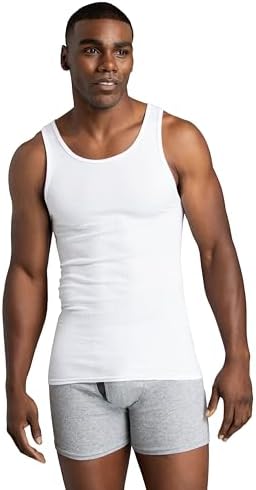 Fruit of the Loom Men's Tag-Free Tank A-Shirt, 6 Pack-White, Large — view 4