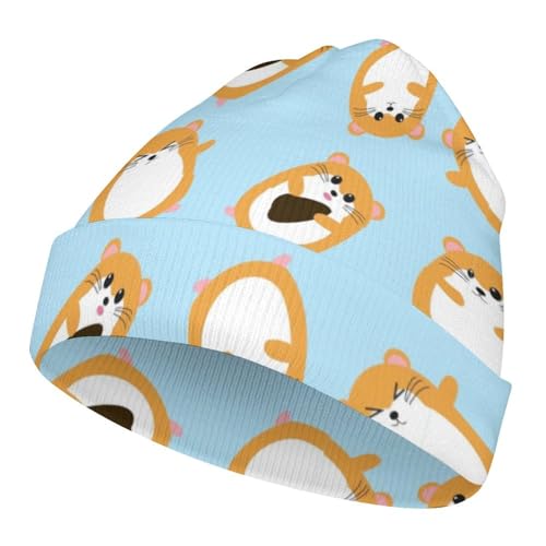 Cute Cartoon Guinea Pig Pattern Kids Beanie Hat for for Girls Boys Children Cap Winter Knitted Chemo Cancer Headwear Accessories Gifts Decoration Black