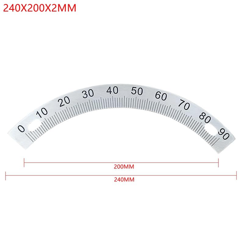 Semicircular Stainless Steel Dial Positioning Hole Protractor Ruler Angle 180 Dial 60MM 80MM 120M 240MM Measurement Tools (240X200X2MM)