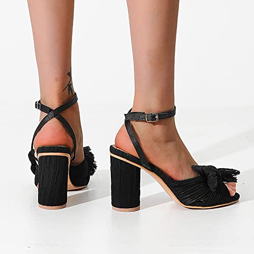 Sandales à talons avec nœud papillon et bride cheville stable