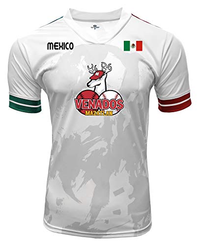 Jersey Mexico Venados de Mazatlan 100% Polyester White/Grey_Made in Mexico (Large)