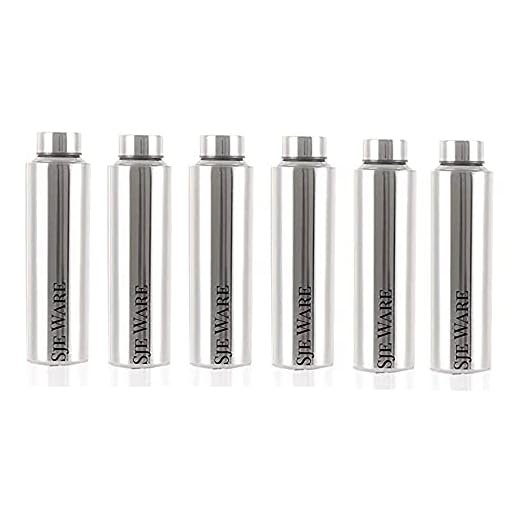 Sjeware Stainless Steel Water Bottle, Fridge Water Bottle Set 1 Litre Set of 6