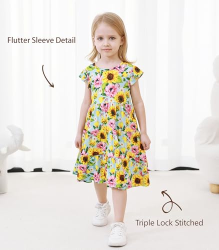 Sleeveless Twirl Dress for Toddler Girls–Soft Flutter Sleeve Dresses Summer Bamboo Viscose Skirt 2-5T4
