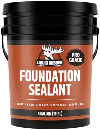 Liquid Rubber Foundation Sealant - Basement Waterproof Sealer, Black, 5 Gal | Flexible Elastomeric Coating - Crack Filler, Leak Repair, Basement Waterproofing Solution, Indoor/Outdoor Use, DIY Protection