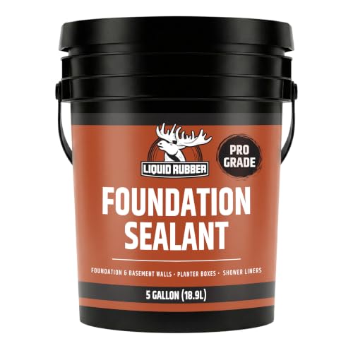 Liquid Rubber Basement and Foundation Repair Sealant - Waterproof Concrete Sealer & Crack Filler - Flexible Coating for Indoor & Outdoor Use - Waterproofing Paint - Black, 5 Gallon