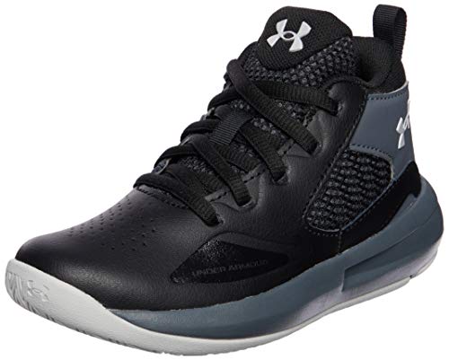 Under Armour Pre School Lockdown 5 Basketball Shoe, Black (001)/Pitch Gray, 2 US Unisex Little Kid