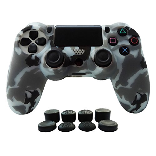 Hikfly Silicone Gel Controller Cover Skin Protector Compatible For Ps4/Ps4 Slim/Ps4 Pro Controller (1 X Controller Cover With 8 X Fps Pro Thumb Grip Caps)(Lightblue) #TOP6